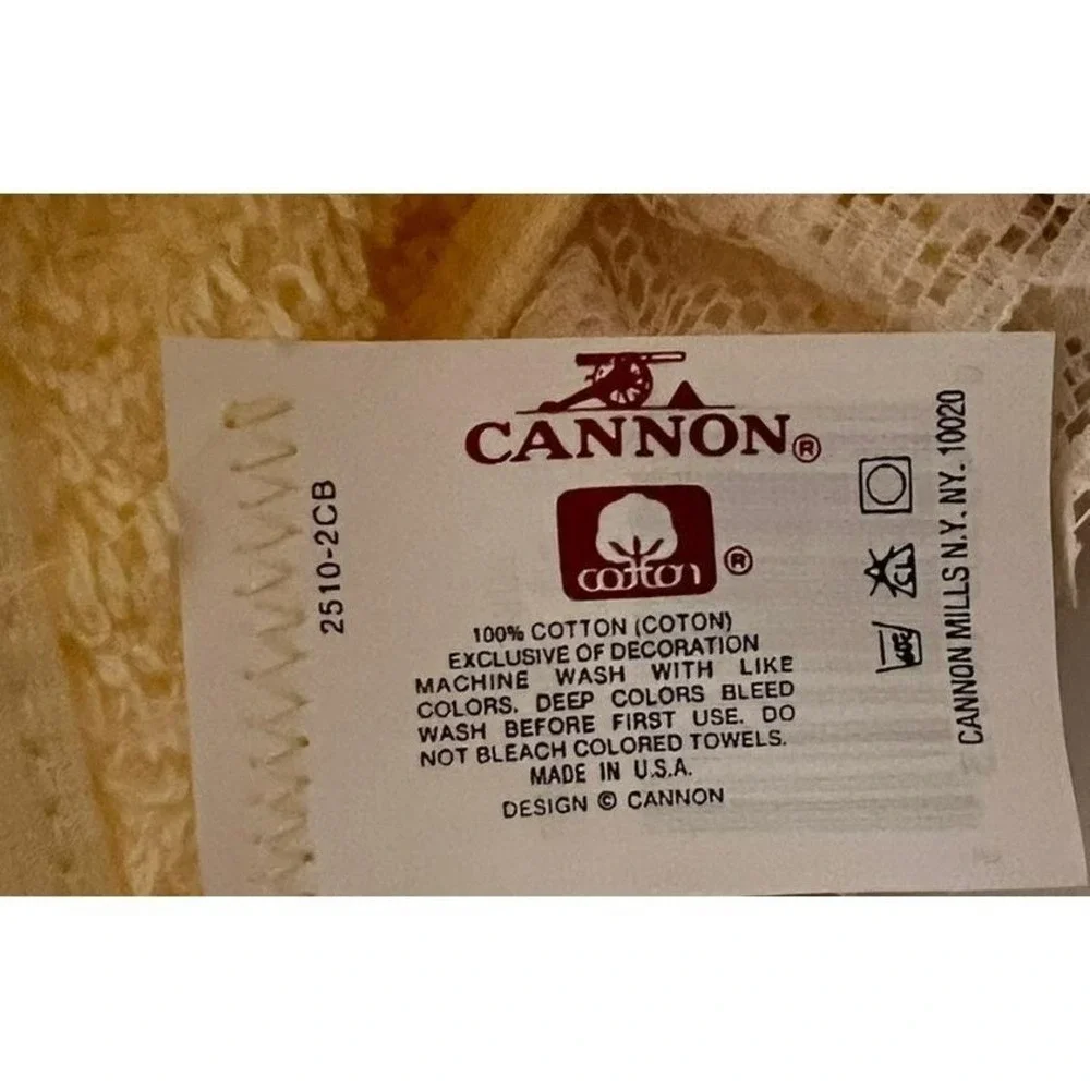 Vintage Cannon Bath Towel Set Decorative 4 Piece Lace Yellow Cottagecore